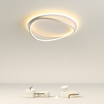 Modern Minimalist Curved Round Silicone Aluminum Iron LED Flush Mount Ceiling Light For Bedroom