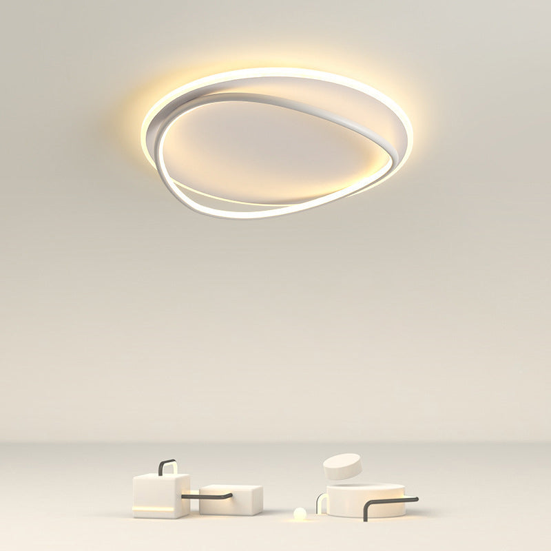 Modern Minimalist Curved Round Silicone Aluminum Iron LED Flush Mount Ceiling Light For Bedroom