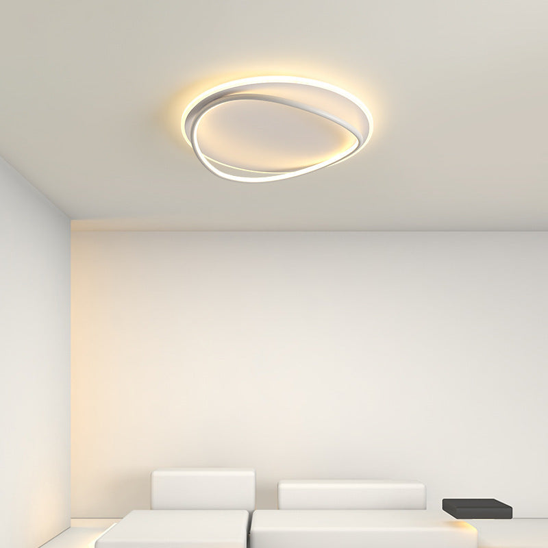 Modern Minimalist Curved Round Silicone Aluminum Iron LED Flush Mount Ceiling Light For Bedroom