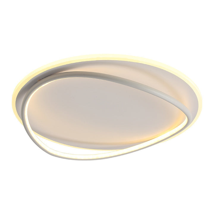 Modern Minimalist Curved Round Silicone Aluminum Iron LED Flush Mount Ceiling Light For Bedroom