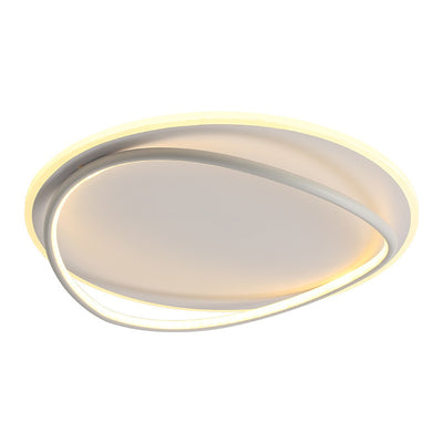 Modern Minimalist Curved Round Silicone Aluminum Iron LED Flush Mount Ceiling Light For Bedroom
