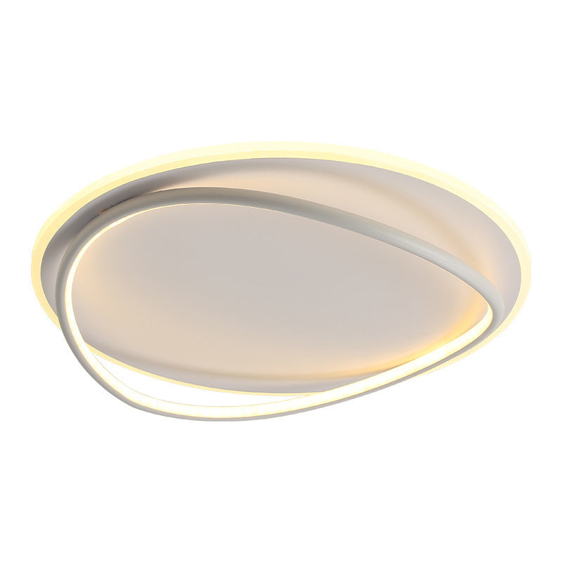 Modern Minimalist Curved Round Silicone Aluminum Iron LED Flush Mount Ceiling Light For Bedroom