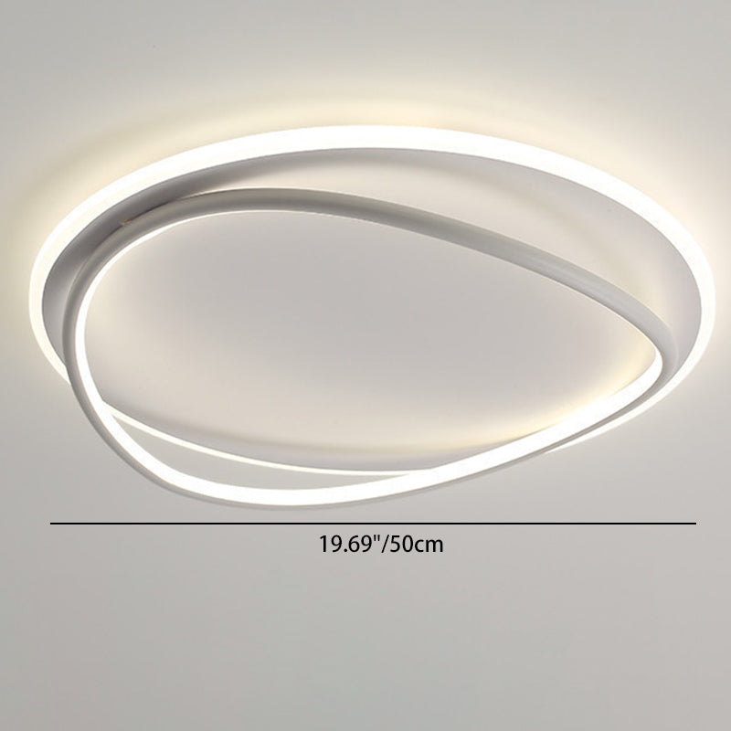 Modern Minimalist Curved Round Silicone Aluminum Iron LED Flush Mount Ceiling Light For Bedroom