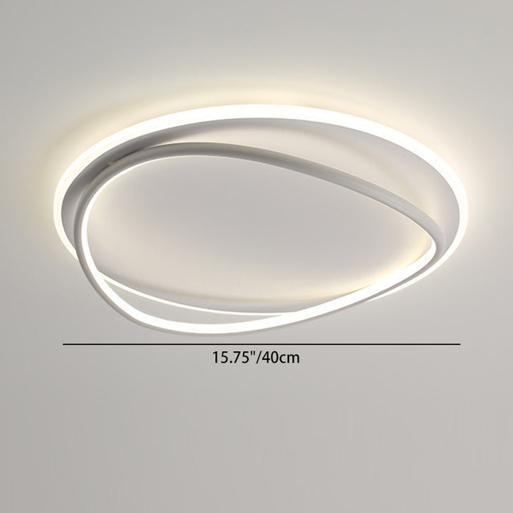 Modern Minimalist Curved Round Silicone Aluminum Iron LED Flush Mount Ceiling Light For Bedroom