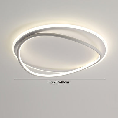 Modern Minimalist Curved Round Silicone Aluminum Iron LED Flush Mount Ceiling Light For Bedroom