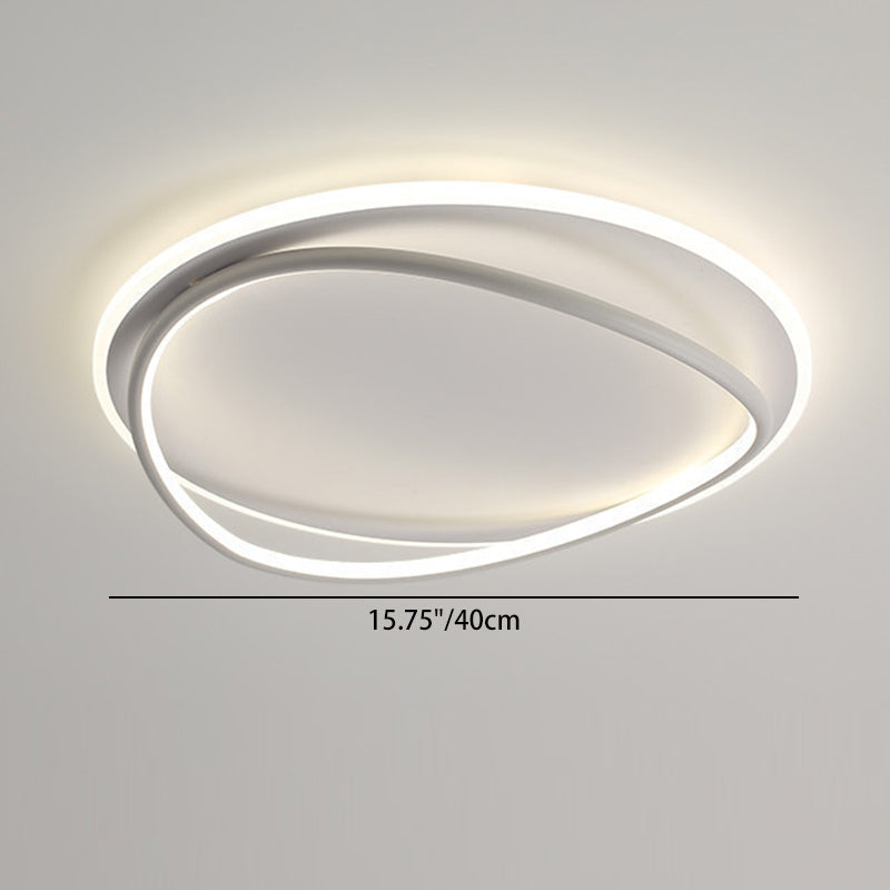 Modern Minimalist Curved Round Silicone Aluminum Iron LED Flush Mount Ceiling Light For Bedroom