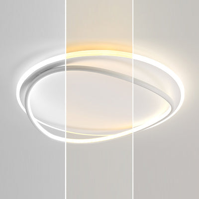 Modern Minimalist Curved Round Silicone Aluminum Iron LED Flush Mount Ceiling Light For Bedroom