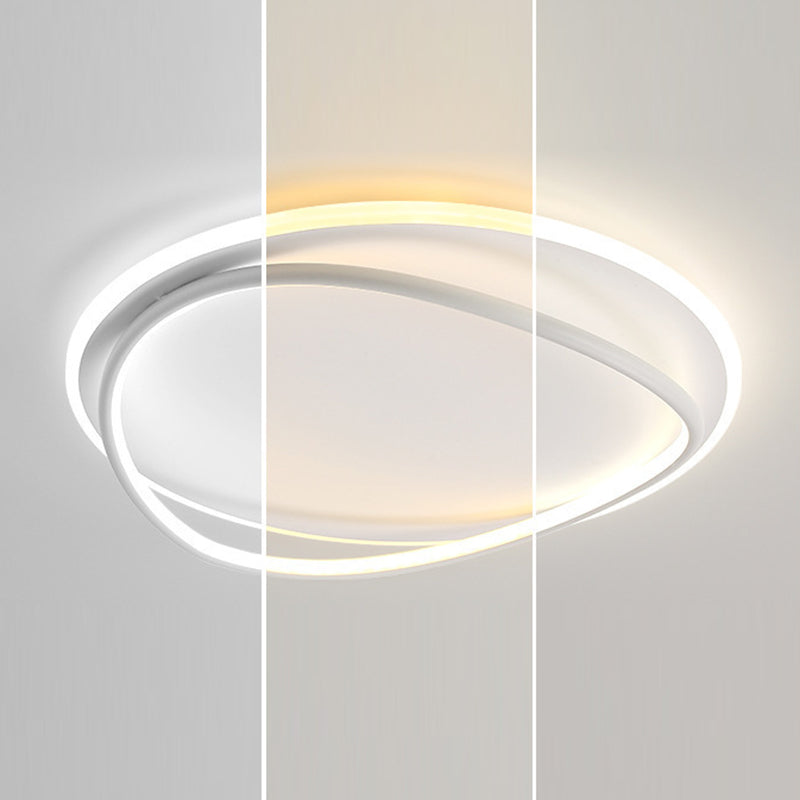 Modern Minimalist Curved Round Silicone Aluminum Iron LED Flush Mount Ceiling Light For Bedroom