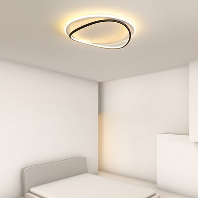 Modern Minimalist Curved Round Silicone Aluminum Iron LED Flush Mount Ceiling Light For Bedroom