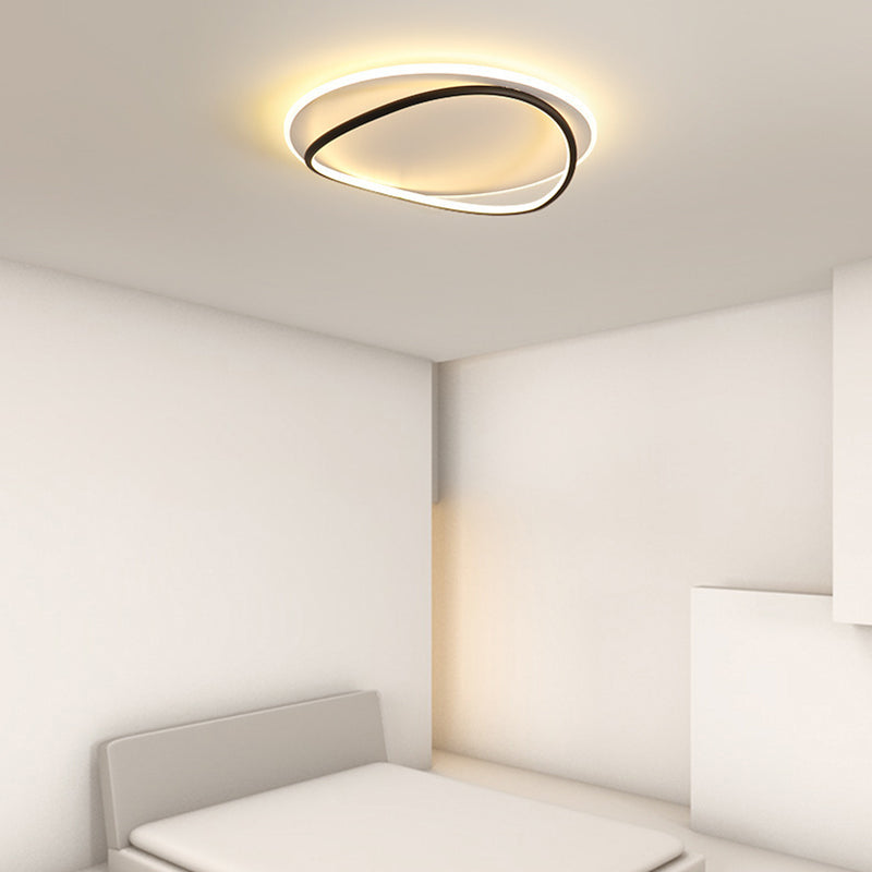 Modern Minimalist Curved Round Silicone Aluminum Iron LED Flush Mount Ceiling Light For Bedroom