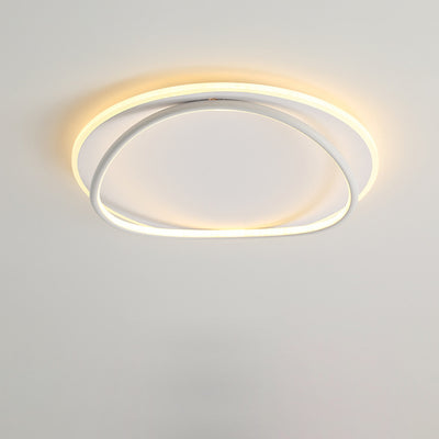Modern Minimalist Curved Round Silicone Aluminum Iron LED Flush Mount Ceiling Light For Bedroom