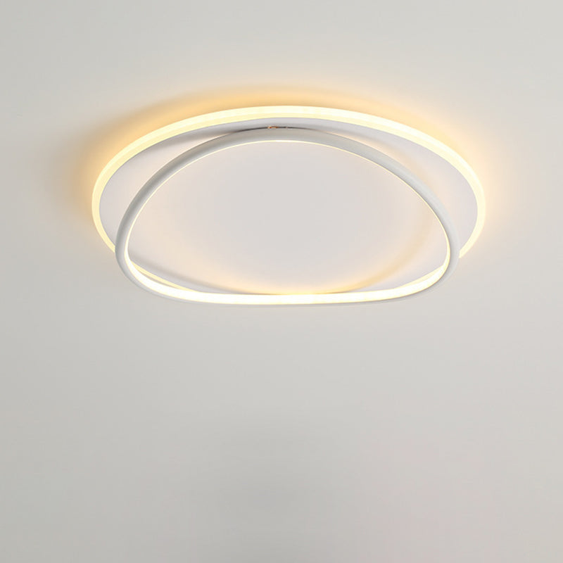 Modern Minimalist Curved Round Silicone Aluminum Iron LED Flush Mount Ceiling Light For Bedroom