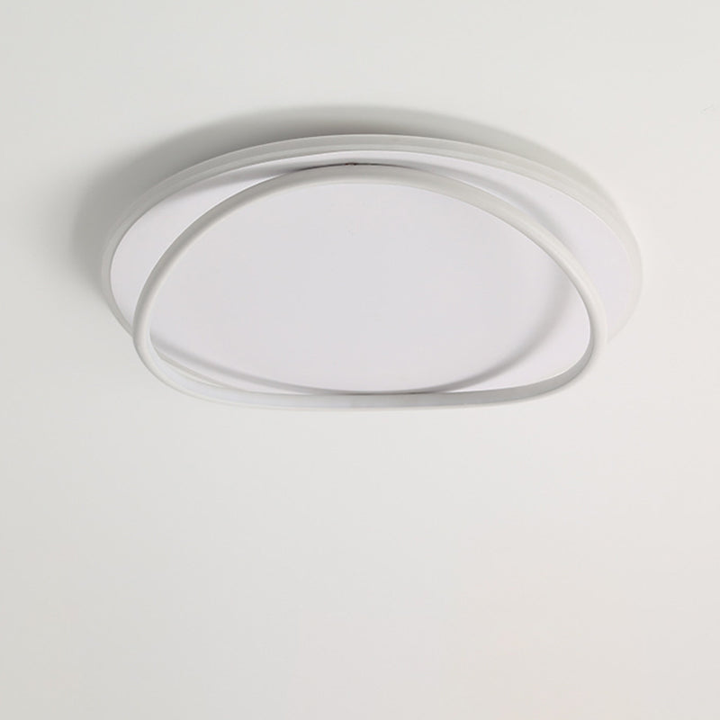 Modern Minimalist Curved Round Silicone Aluminum Iron LED Flush Mount Ceiling Light For Bedroom