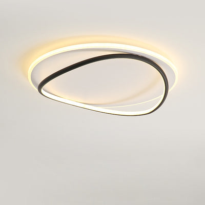 Modern Minimalist Curved Round Silicone Aluminum Iron LED Flush Mount Ceiling Light For Bedroom