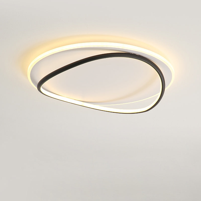 Modern Minimalist Curved Round Silicone Aluminum Iron LED Flush Mount Ceiling Light For Bedroom