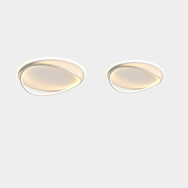 Modern Minimalist Curved Round Silicone Aluminum Iron LED Flush Mount Ceiling Light For Bedroom