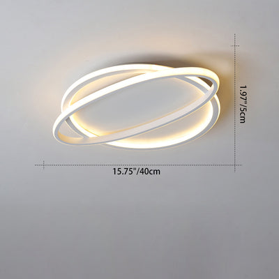 Modern Minimalist Square Round Oval Stacking PC Iron LED Flush Mount Ceiling Light For Bedroom