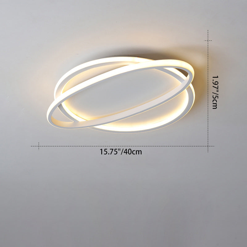 Modern Minimalist Square Round Oval Stacking PC Iron LED Flush Mount Ceiling Light For Bedroom