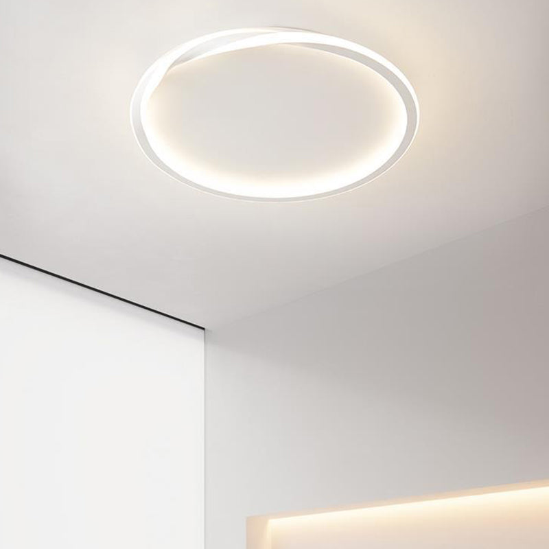Modern Minimalist Square Round Oval Stacking PC Iron LED Flush Mount Ceiling Light For Bedroom