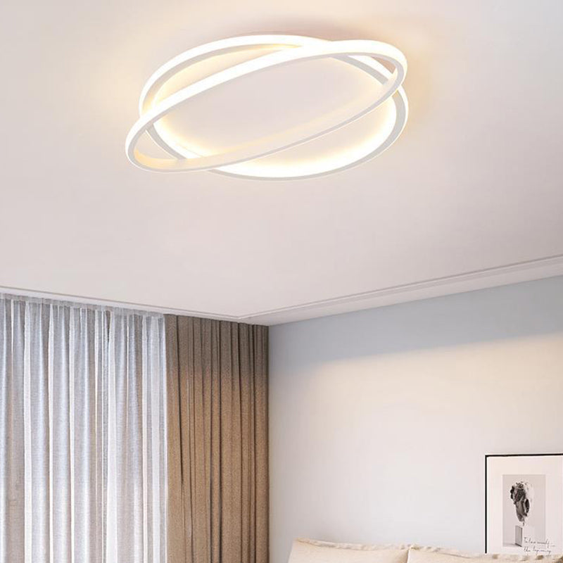 Modern Minimalist Square Round Oval Stacking PC Iron LED Flush Mount Ceiling Light For Bedroom