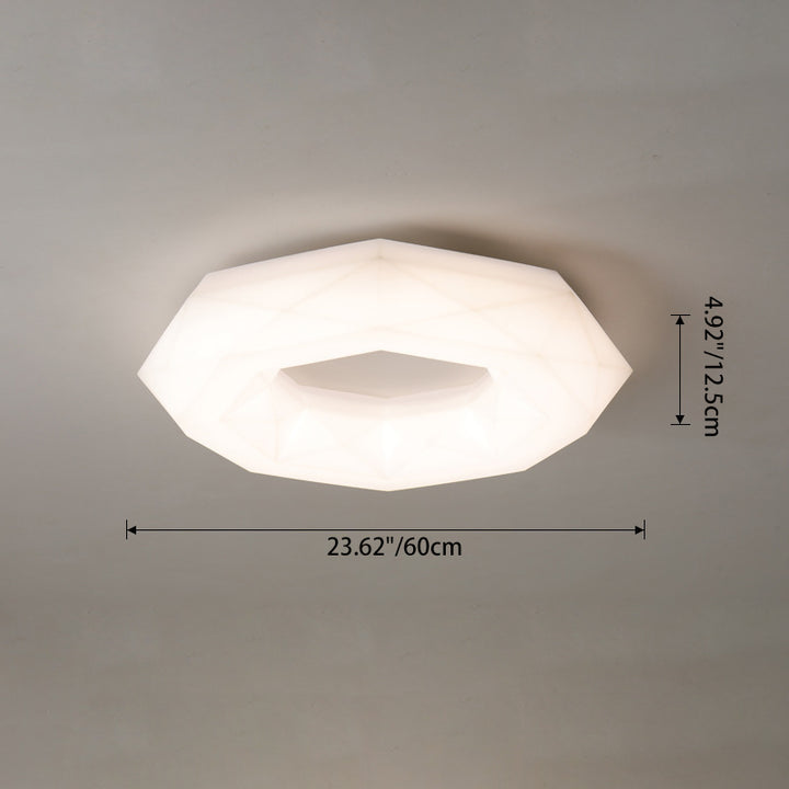 Zeitgenössische kreative Creme-Polygon-PE-Eisen-LED-Deckenleuchte für das Schlafzimmer 