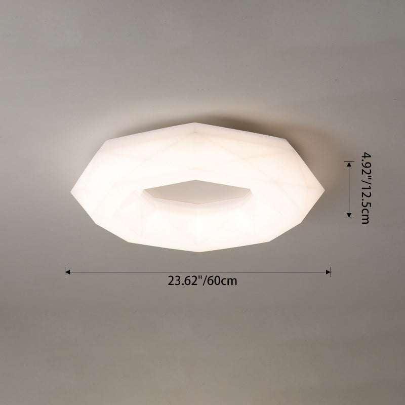 Contemporary Creative Cream Polygon PE Iron LED Flush Mount Ceiling Light For Bedroom