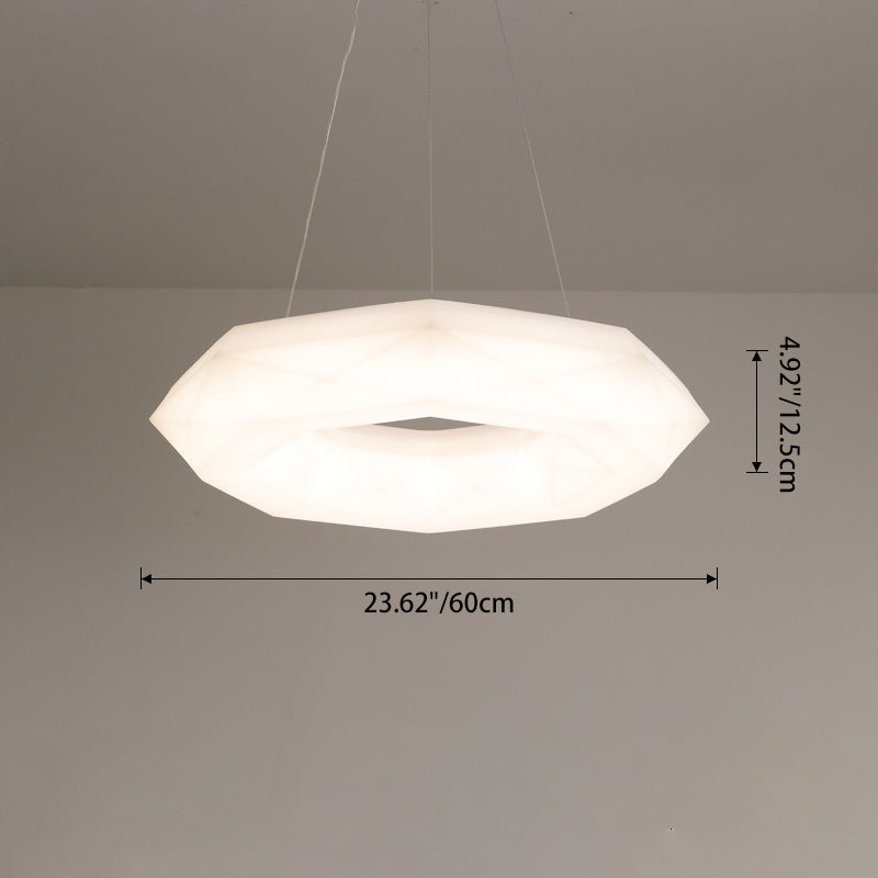 Contemporary Scandinavian Polygonal Prismatic PE Iron LED Chandelier For Living Room