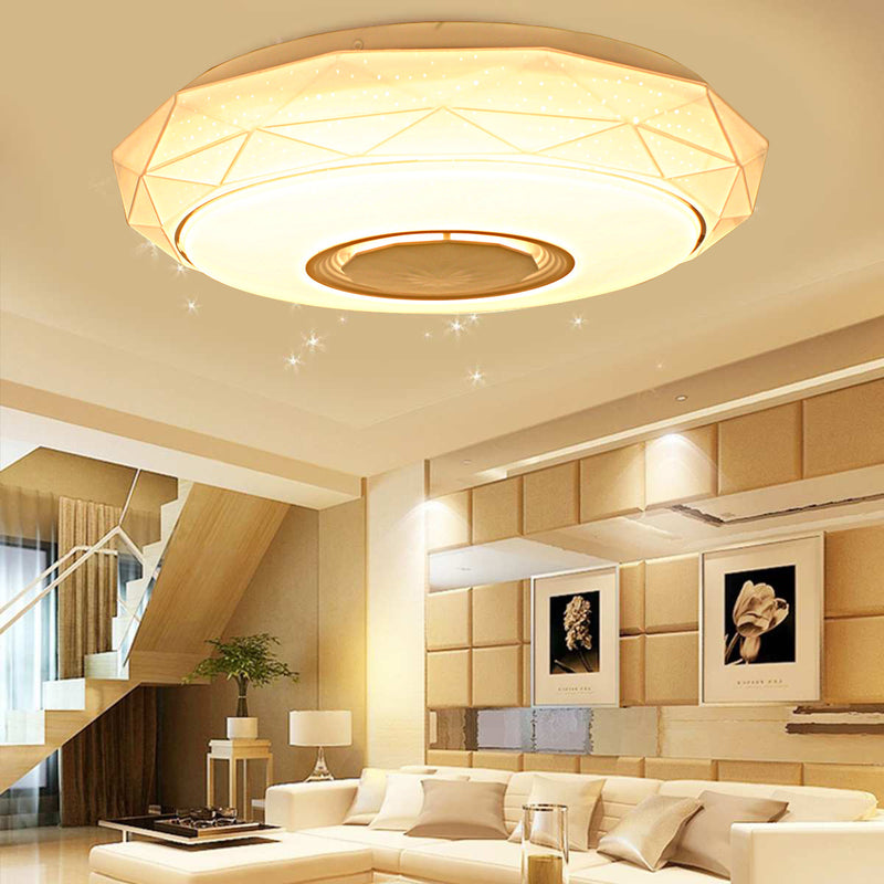 Modern Minimalist Prism Round Acrylic Iron LED Flush Mount Ceiling Light For Bedroom