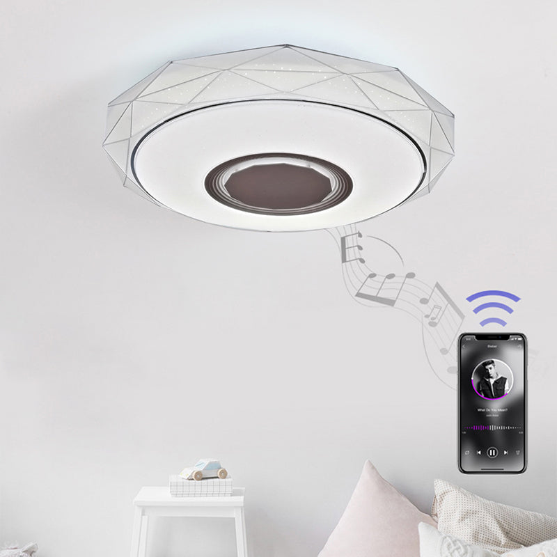 Modern Minimalist Prism Round Acrylic Iron LED Flush Mount Ceiling Light For Bedroom