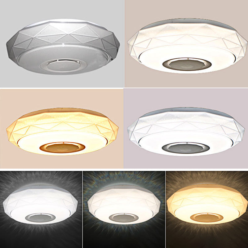 Modern Minimalist Prism Round Acrylic Iron LED Flush Mount Ceiling Light For Bedroom