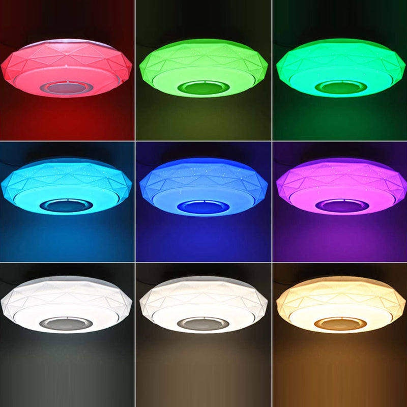 Modern Minimalist Prism Round Acrylic Iron LED Flush Mount Ceiling Light For Bedroom