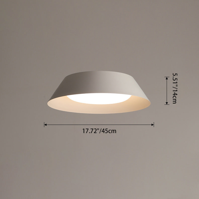 Modern Minimalist Bowl Trapezoid Pebble Round PE Iron LED Flush Mount Ceiling Light For Bedroom