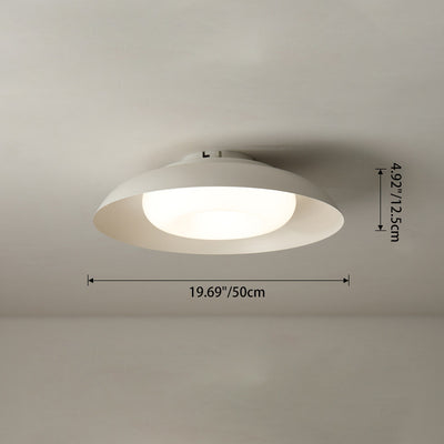 Modern Minimalist Bowl Trapezoid Pebble Round PE Iron LED Flush Mount Ceiling Light For Bedroom