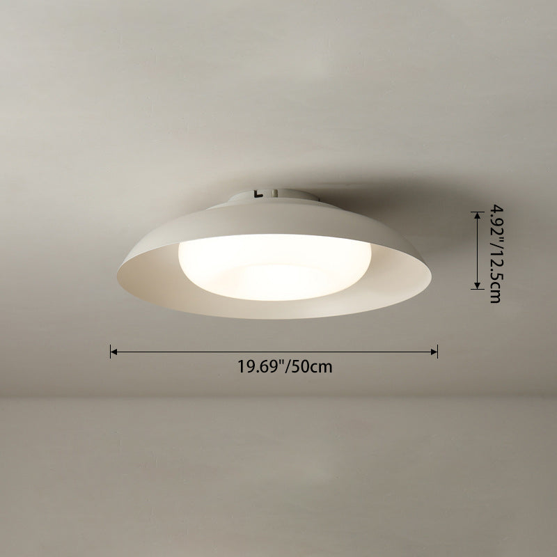 Modern Minimalist Bowl Trapezoid Pebble Round PE Iron LED Flush Mount Ceiling Light For Bedroom