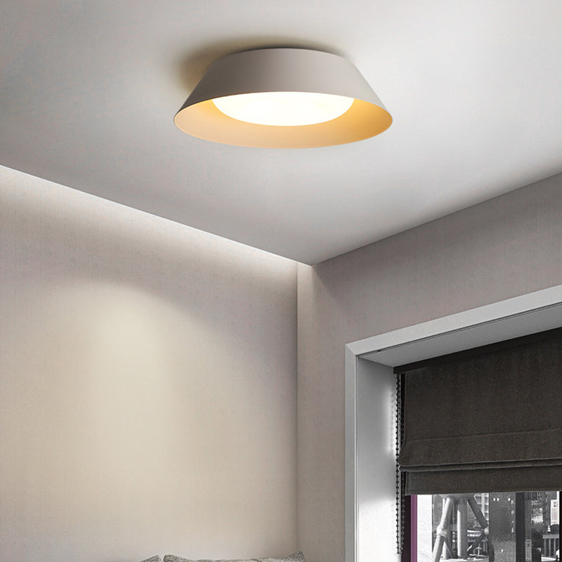 Modern Minimalist Bowl Trapezoid Pebble Round PE Iron LED Flush Mount Ceiling Light For Bedroom