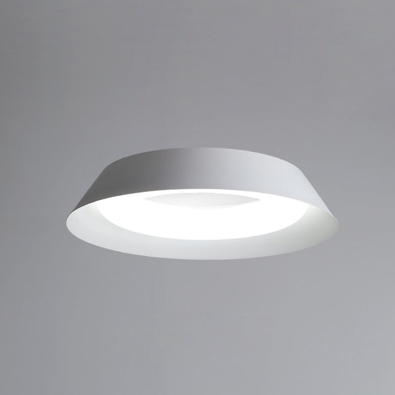 Modern Minimalist Bowl Trapezoid Pebble Round PE Iron LED Flush Mount Ceiling Light For Bedroom