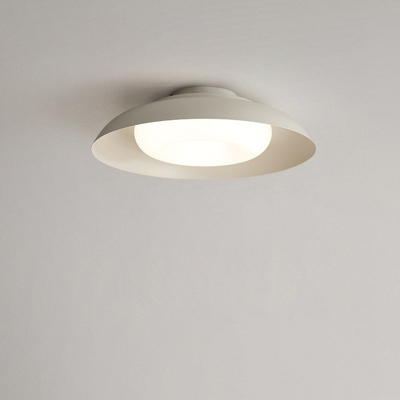 Modern Minimalist Bowl Trapezoid Pebble Round PE Iron LED Flush Mount Ceiling Light For Bedroom