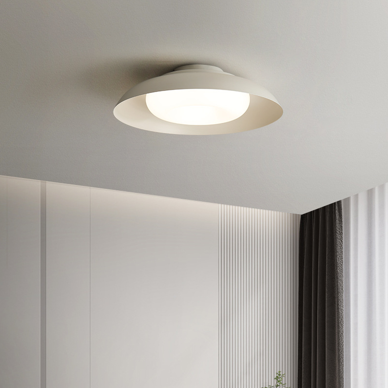 Modern Minimalist Bowl Trapezoid Pebble Round PE Iron LED Flush Mount Ceiling Light For Bedroom