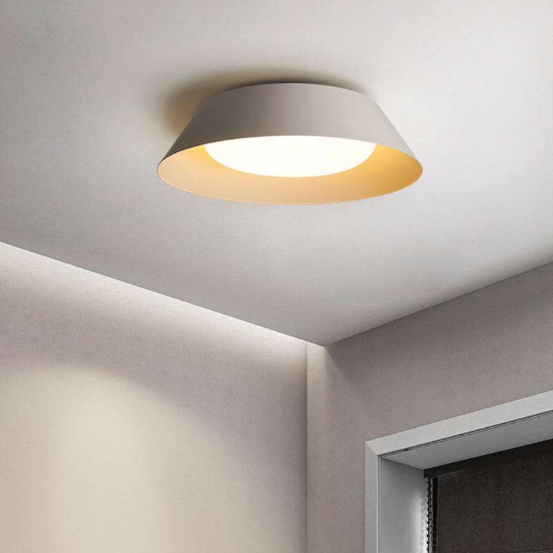Modern Minimalist Bowl Trapezoid Pebble Round PE Iron LED Flush Mount Ceiling Light For Bedroom