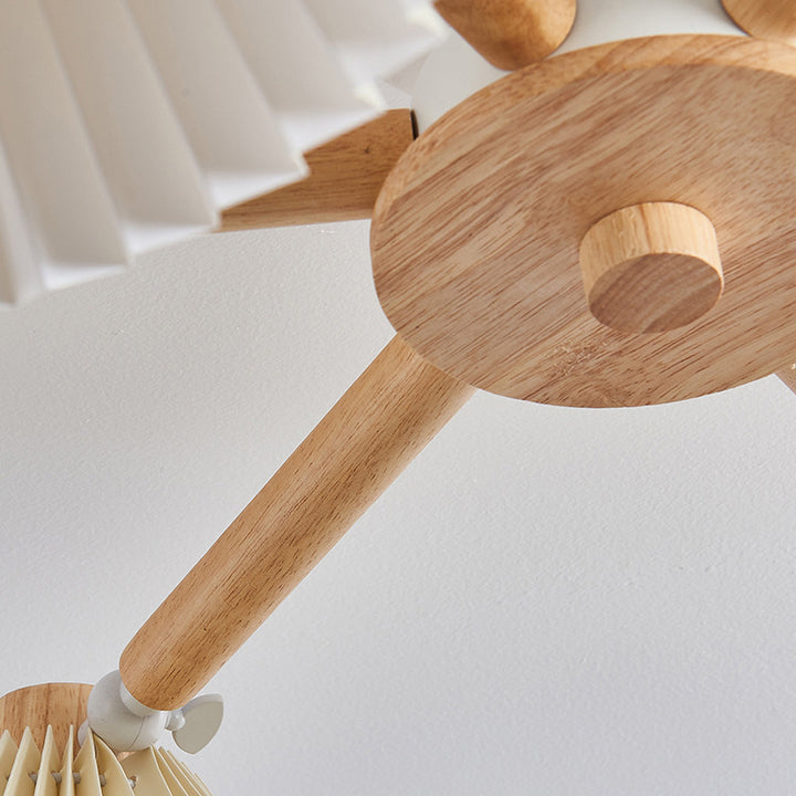 Plafonnier à 3/6 lumières avec matériel en bois et branches rondes à plis festonnés japonais traditionnels pour salon 