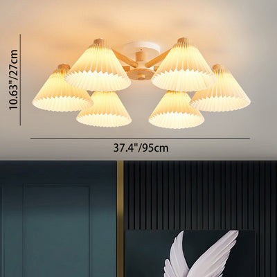 Traditionelle japanische Kandelaber mit gekerbten Falten und runden PP-Holzbeschlägen, 3/6 Leuchten für das Wohnzimmer 