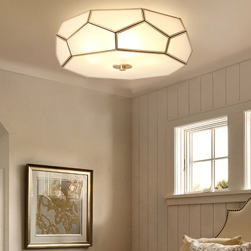 Contemporary Scandinavian Hexagonal Irregular Polygonal Glass Copper 3/4 Light Flush Mount Ceiling Light For Living Room