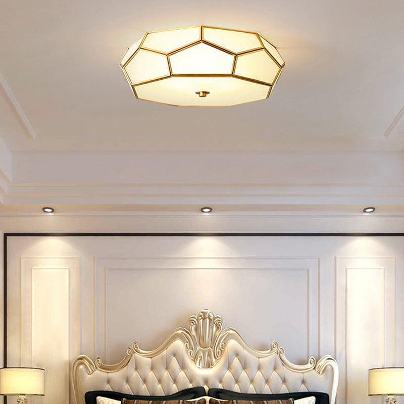 Contemporary Scandinavian Hexagonal Irregular Polygonal Glass Copper 3/4 Light Flush Mount Ceiling Light For Living Room