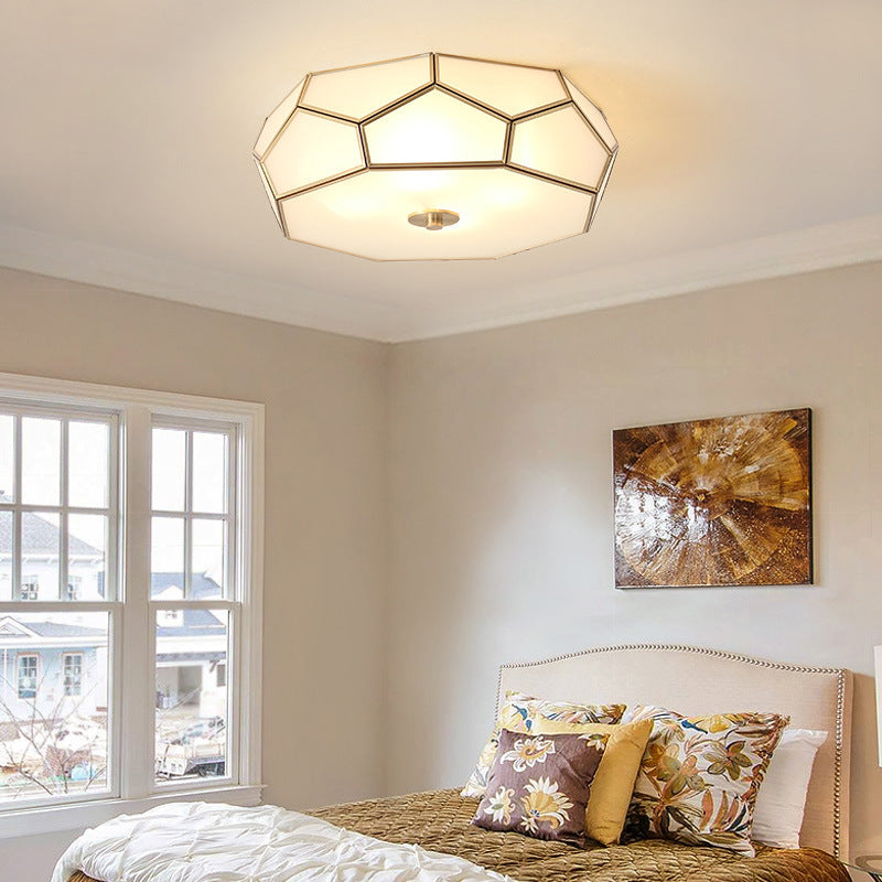 Contemporary Scandinavian Hexagonal Irregular Polygonal Glass Copper 3/4 Light Flush Mount Ceiling Light For Living Room