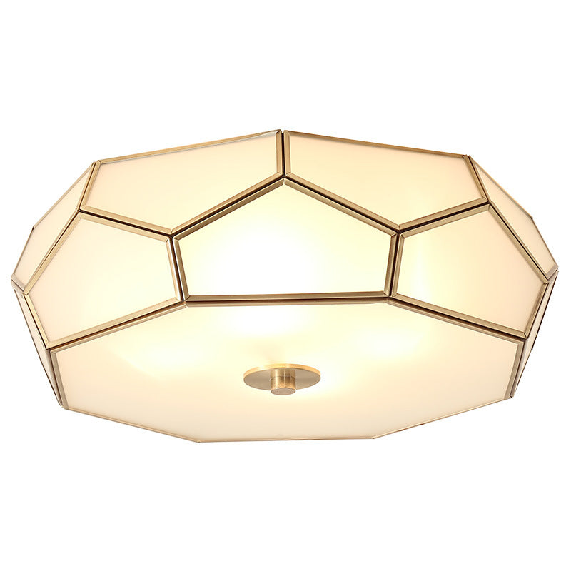 Contemporary Scandinavian Hexagonal Irregular Polygonal Glass Copper 3/4 Light Flush Mount Ceiling Light For Living Room