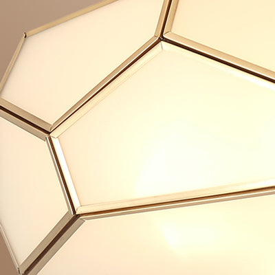 Contemporary Scandinavian Hexagonal Irregular Polygonal Glass Copper 3/4 Light Flush Mount Ceiling Light For Living Room