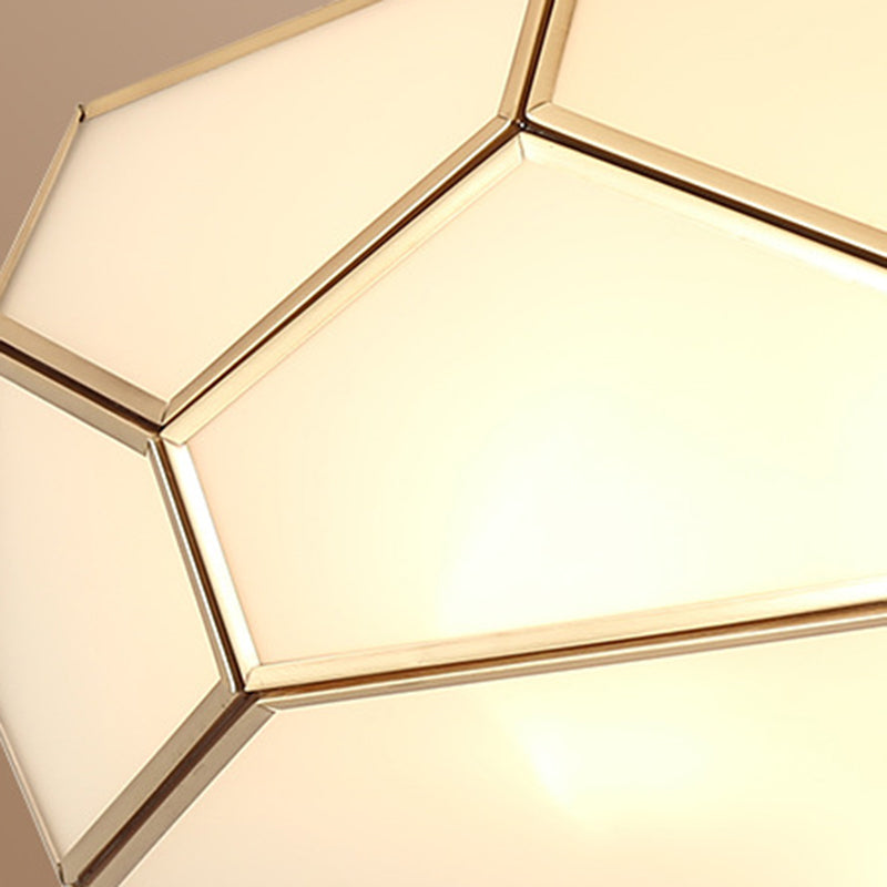 Contemporary Scandinavian Hexagonal Irregular Polygonal Glass Copper 3/4 Light Flush Mount Ceiling Light For Living Room
