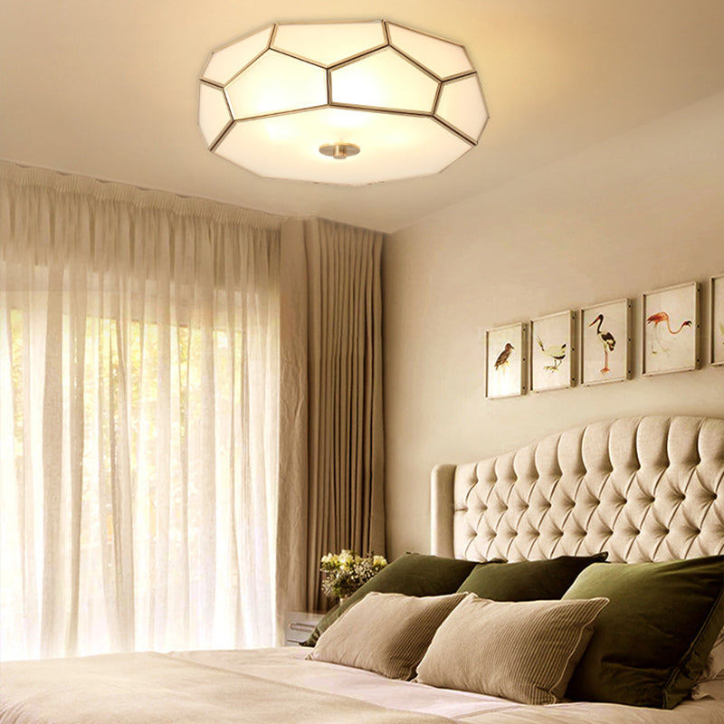 Contemporary Scandinavian Hexagonal Irregular Polygonal Glass Copper 3/4 Light Flush Mount Ceiling Light For Living Room