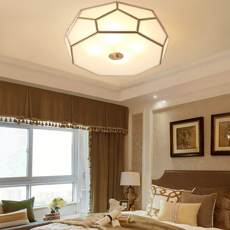 Contemporary Scandinavian Hexagonal Irregular Polygonal Glass Copper 3/4 Light Flush Mount Ceiling Light For Living Room