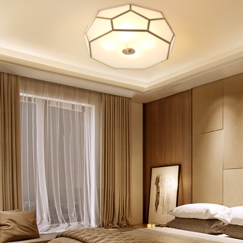 Contemporary Scandinavian Hexagonal Irregular Polygonal Glass Copper 3/4 Light Flush Mount Ceiling Light For Living Room